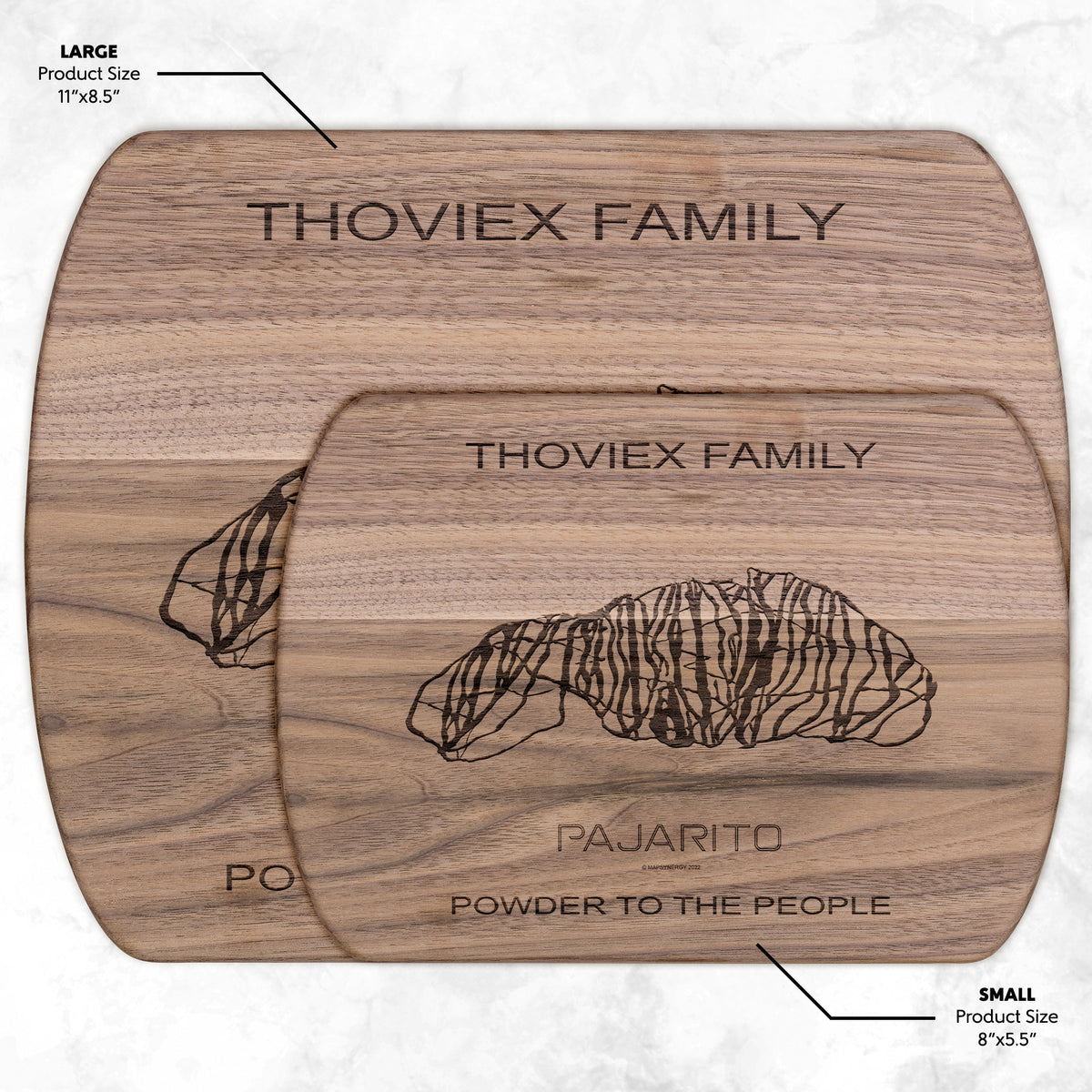 PERSONALIZED Pajarito , New Mexico SKI TRAIL MAP CUTTING BOARD
