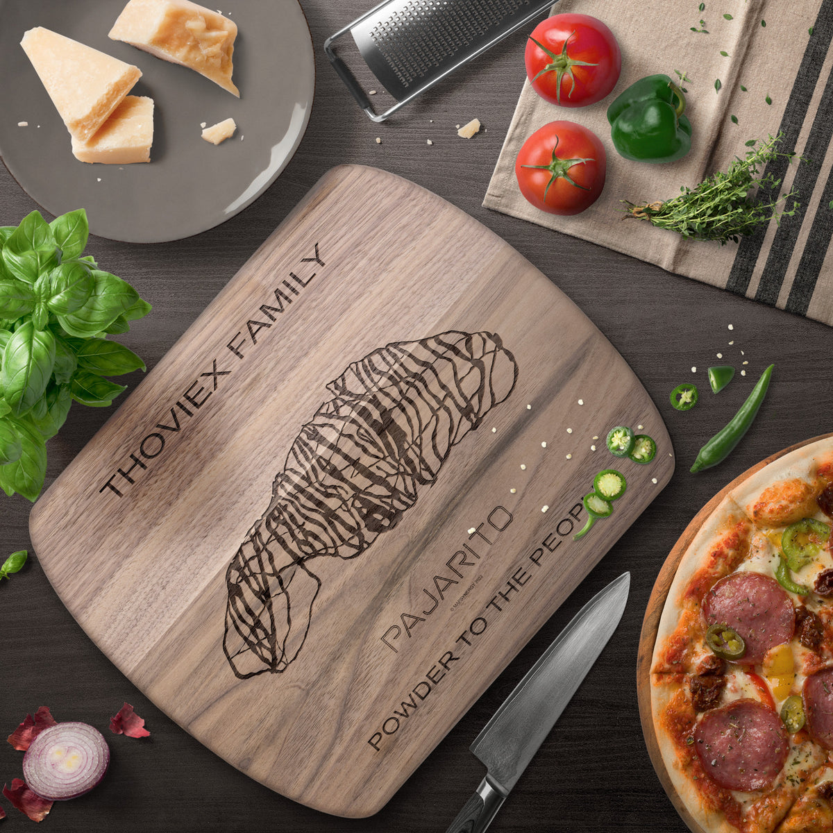 PERSONALIZED Pajarito , New Mexico SKI TRAIL MAP CUTTING BOARD