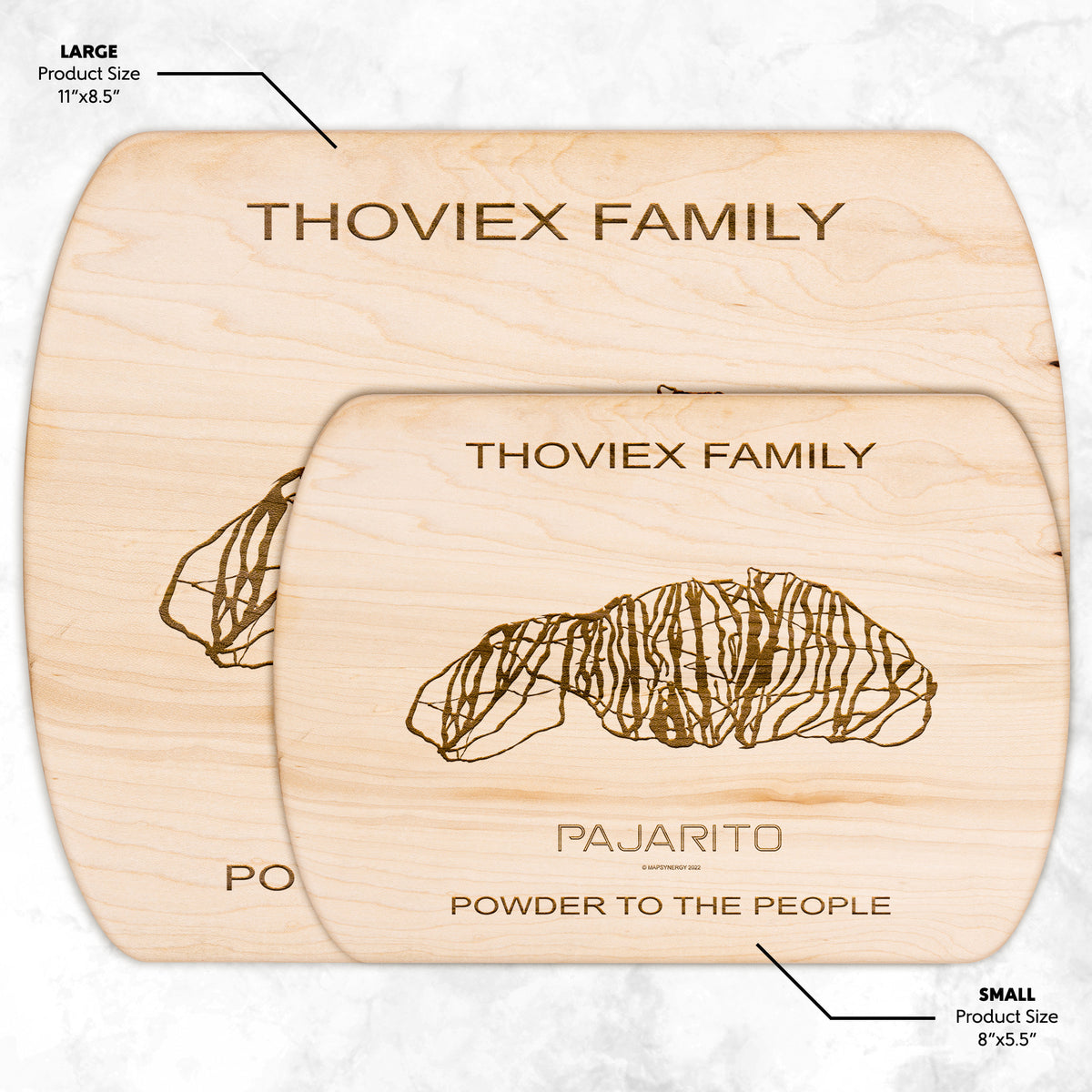 PERSONALIZED Pajarito , New Mexico SKI TRAIL MAP CUTTING BOARD