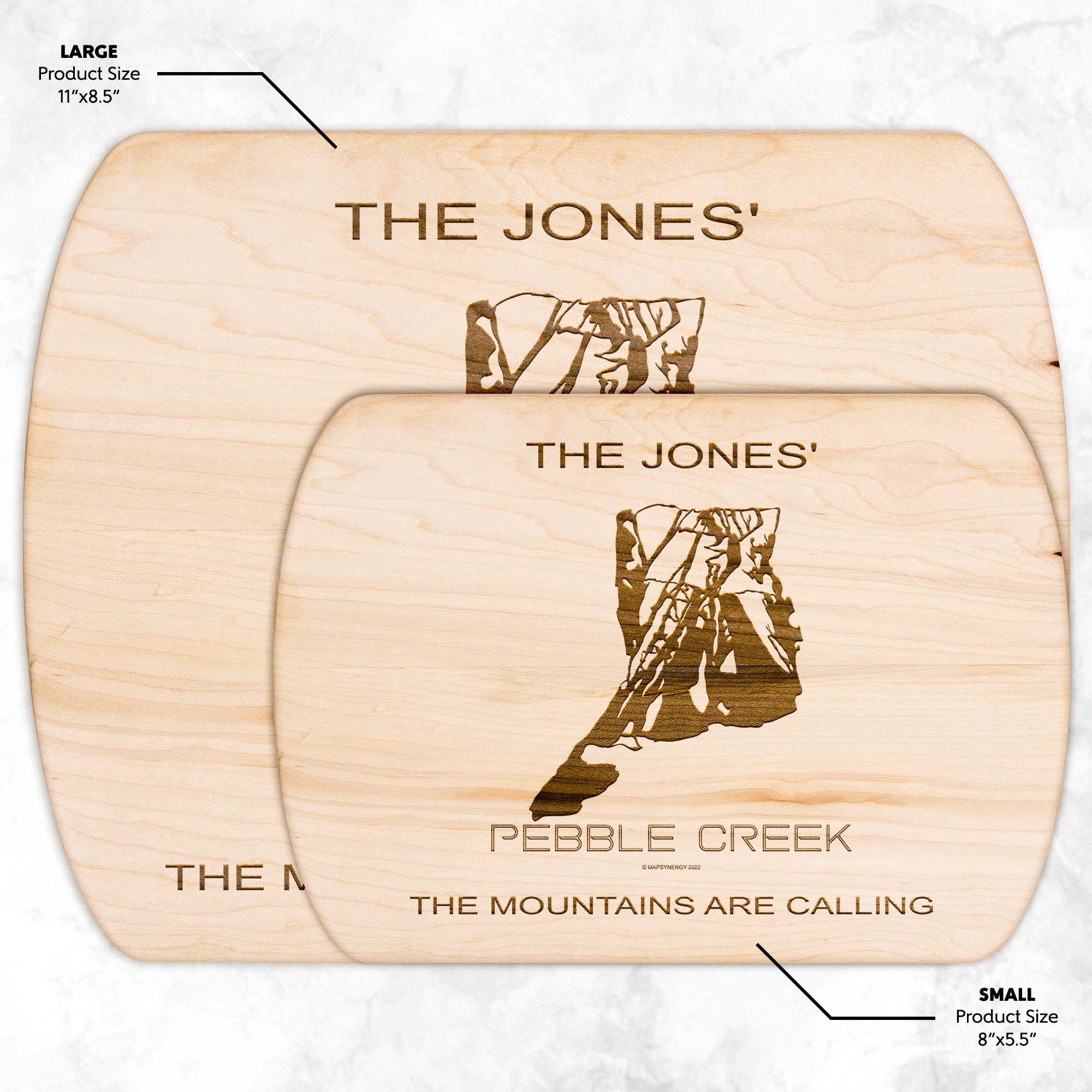 PERSONALIZED Pebble Creek, Idaho SKI TRAIL MAP CUTTING BOARD