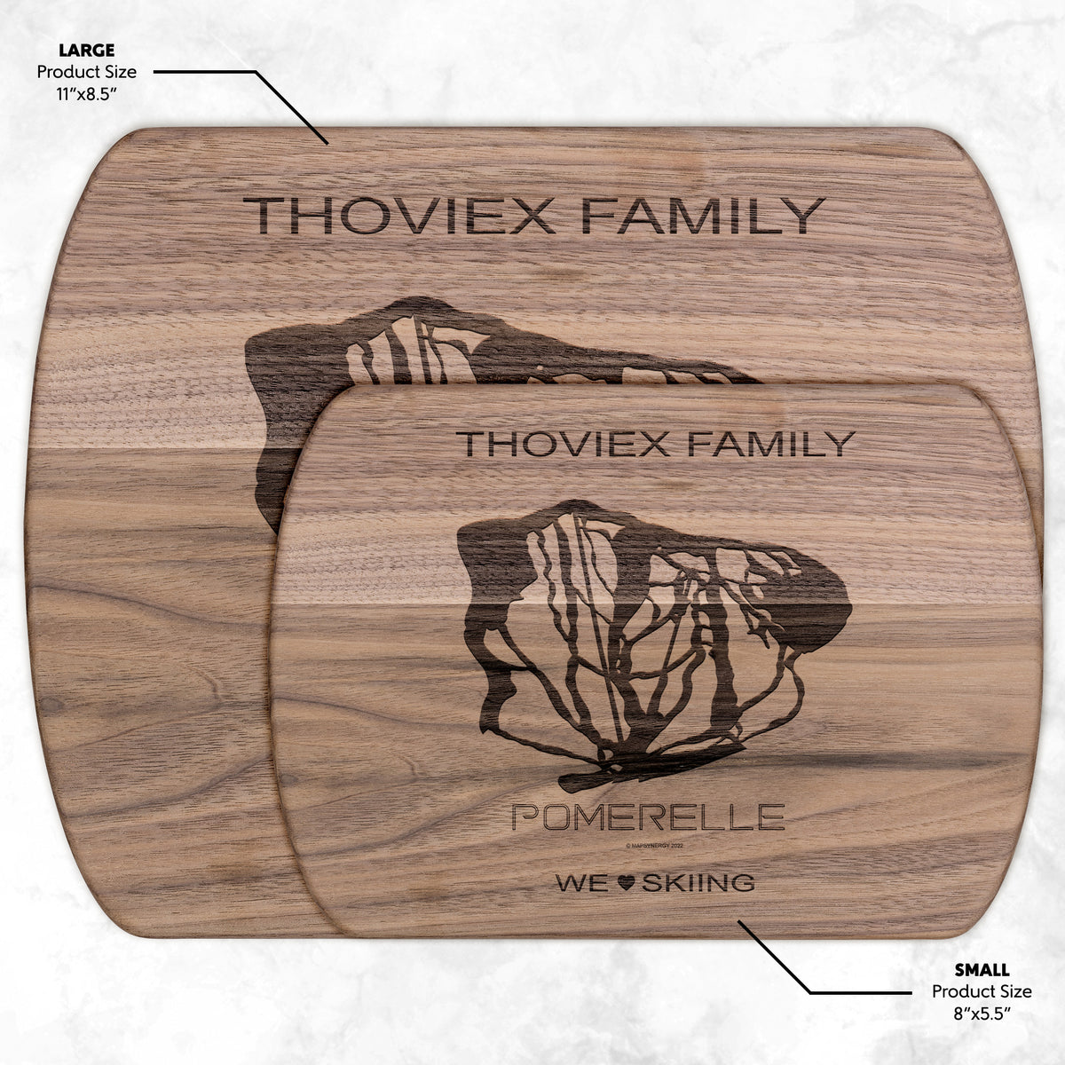 PERSONALIZED Pomerelle, Idaho SKI TRAIL MAP CUTTING BOARD