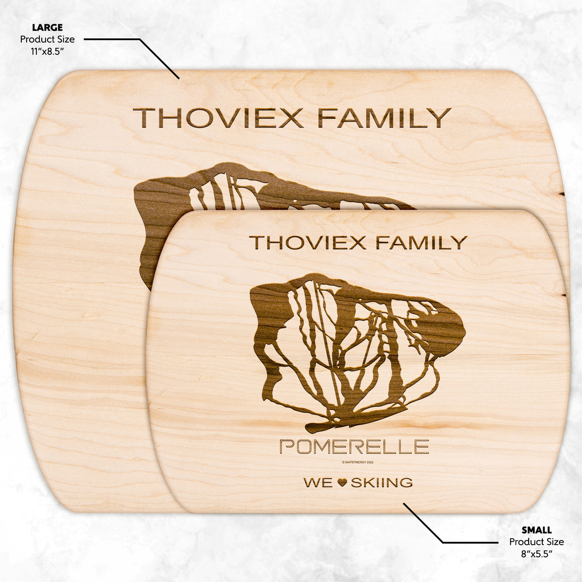 PERSONALIZED Pomerelle, Idaho SKI TRAIL MAP CUTTING BOARD