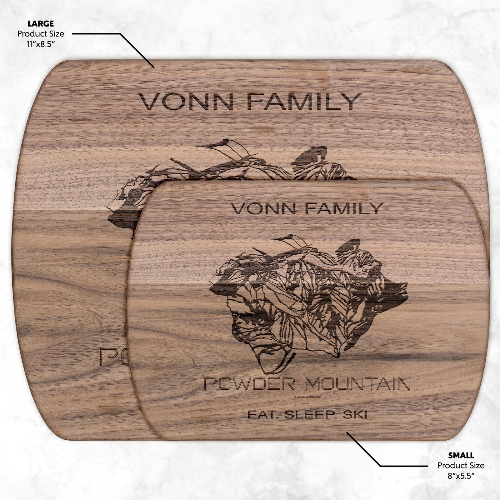 PERSONALIZED Powder Mountain ,Utah SKI TRAIL MAP CUTTING BOARD