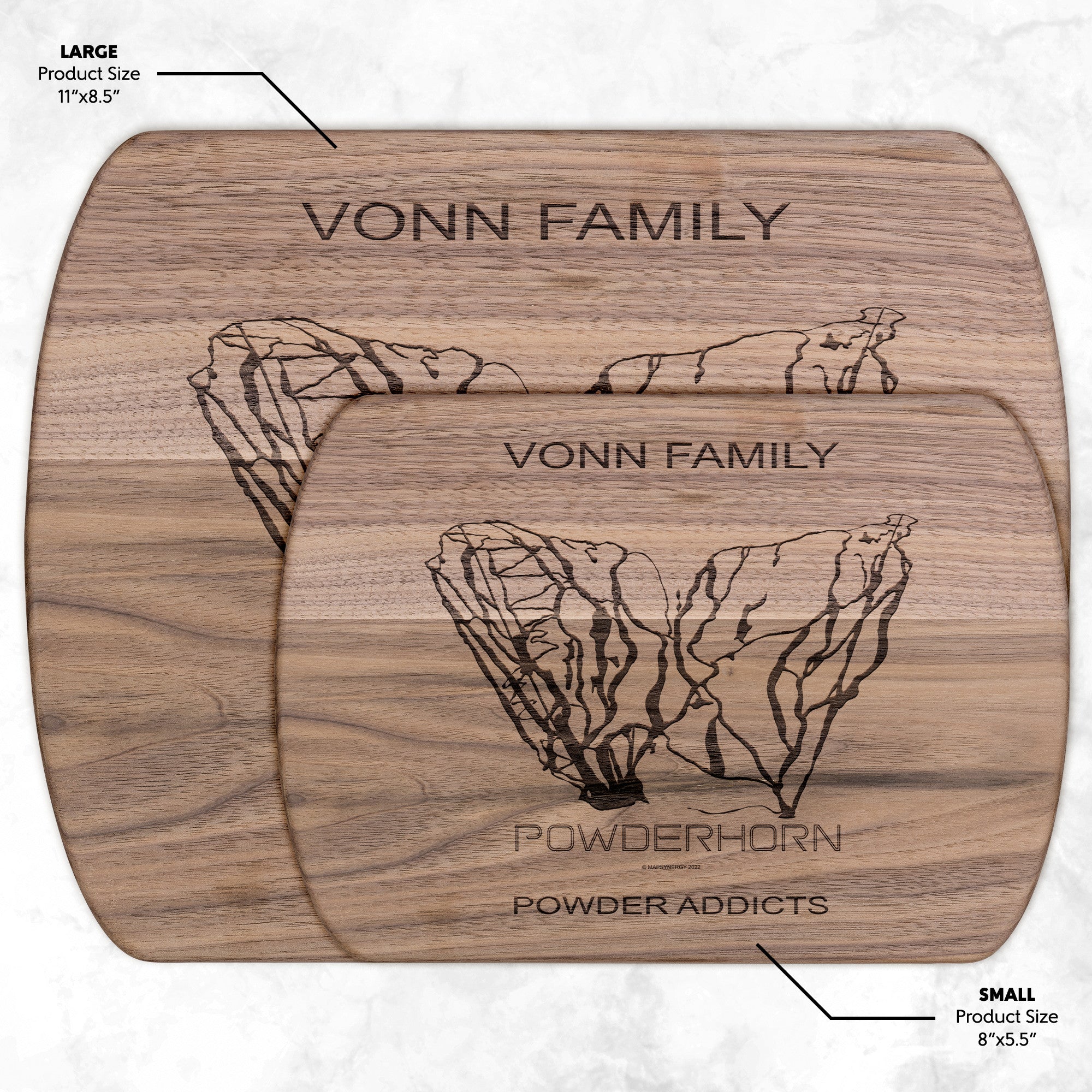 PERSONALIZED Powderhorn ,Colorado SKI TRAIL MAP CUTTING BOARD