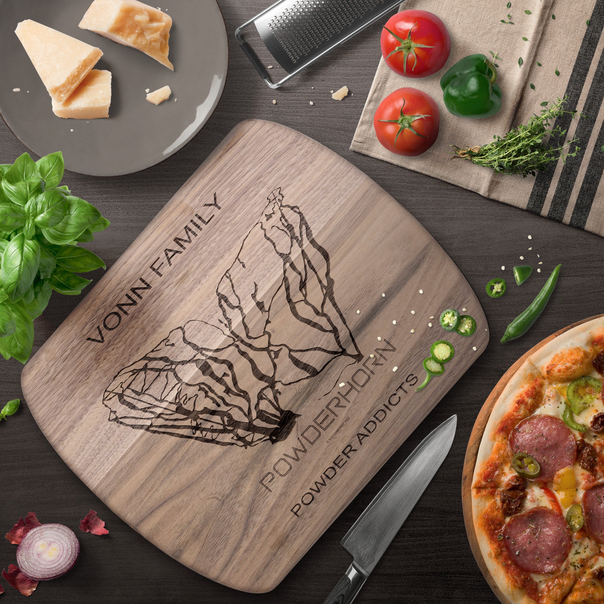 PERSONALIZED Powderhorn ,Colorado SKI TRAIL MAP CUTTING BOARD