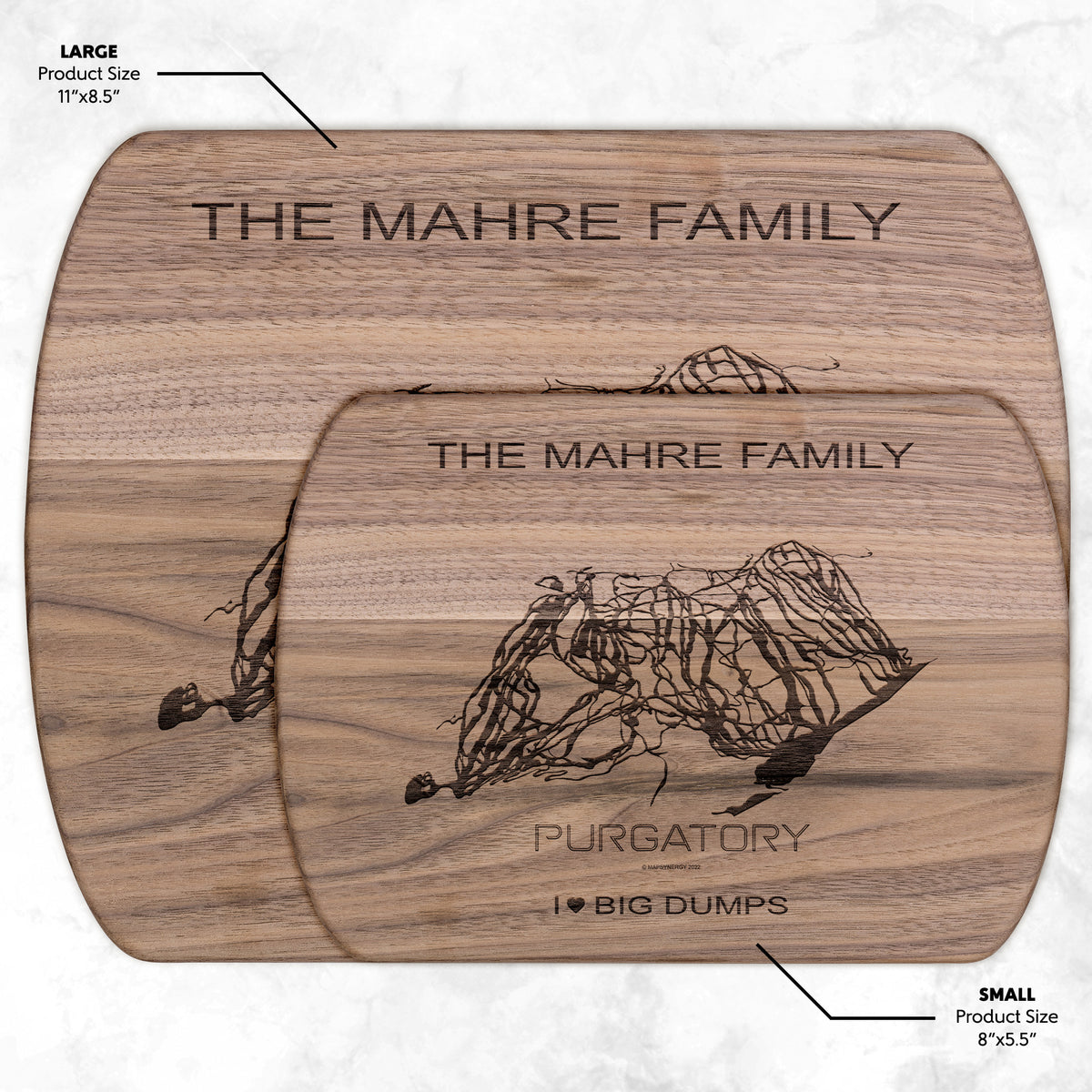 PERSONALIZED Purgatory ,Colorado SKI TRAIL MAP CUTTING BOARD