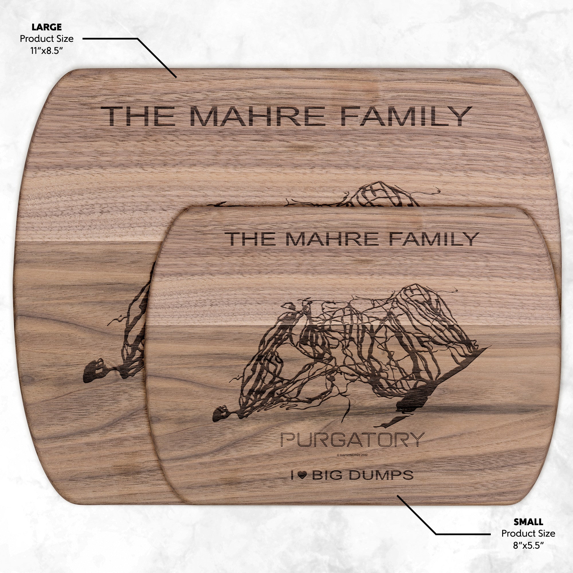 PERSONALIZED Purgatory ,Colorado SKI TRAIL MAP CUTTING BOARD