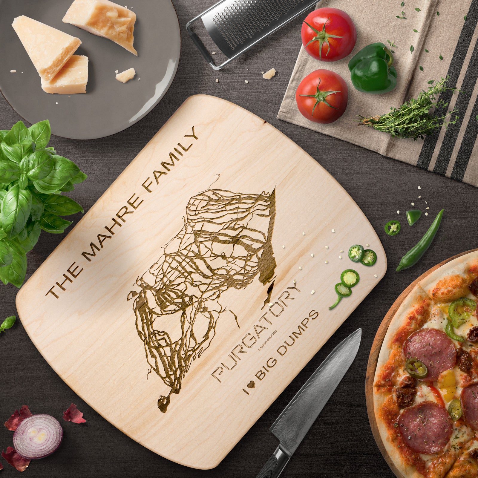 PERSONALIZED Purgatory ,Colorado SKI TRAIL MAP CUTTING BOARD