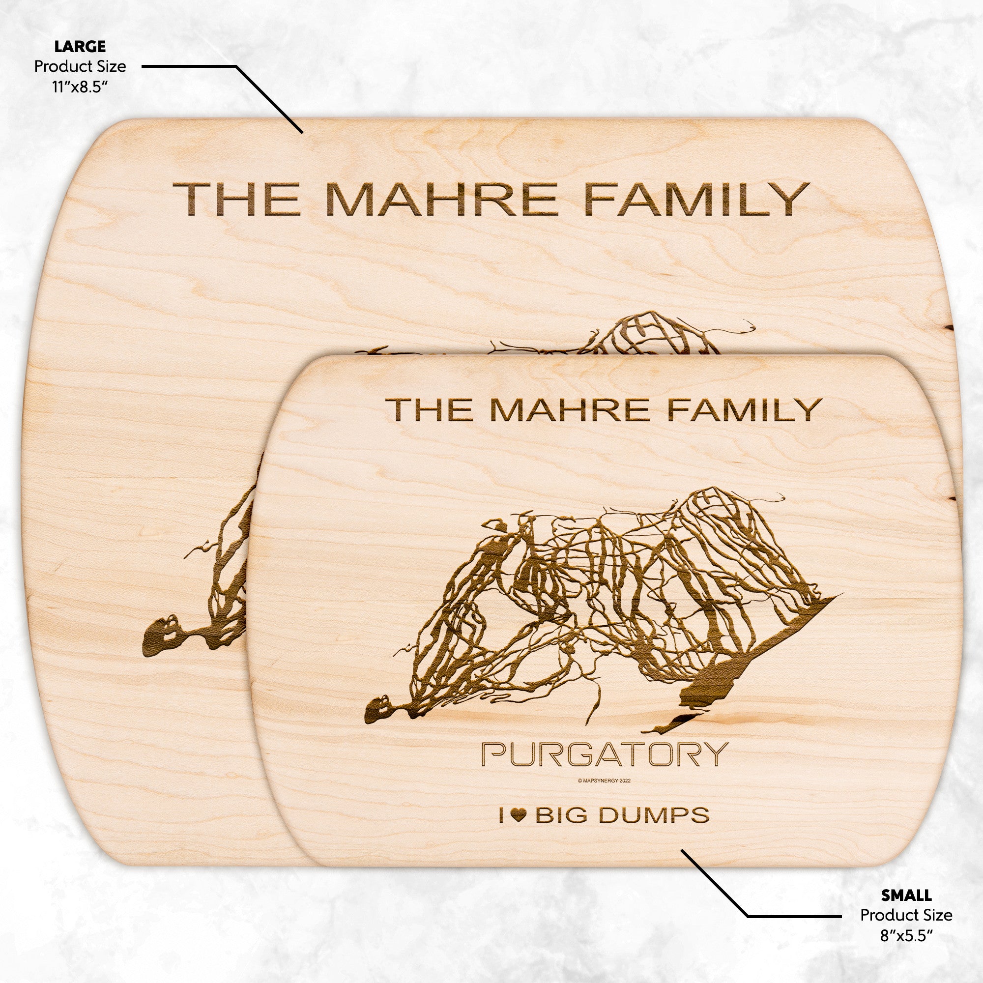 PERSONALIZED Purgatory ,Colorado SKI TRAIL MAP CUTTING BOARD