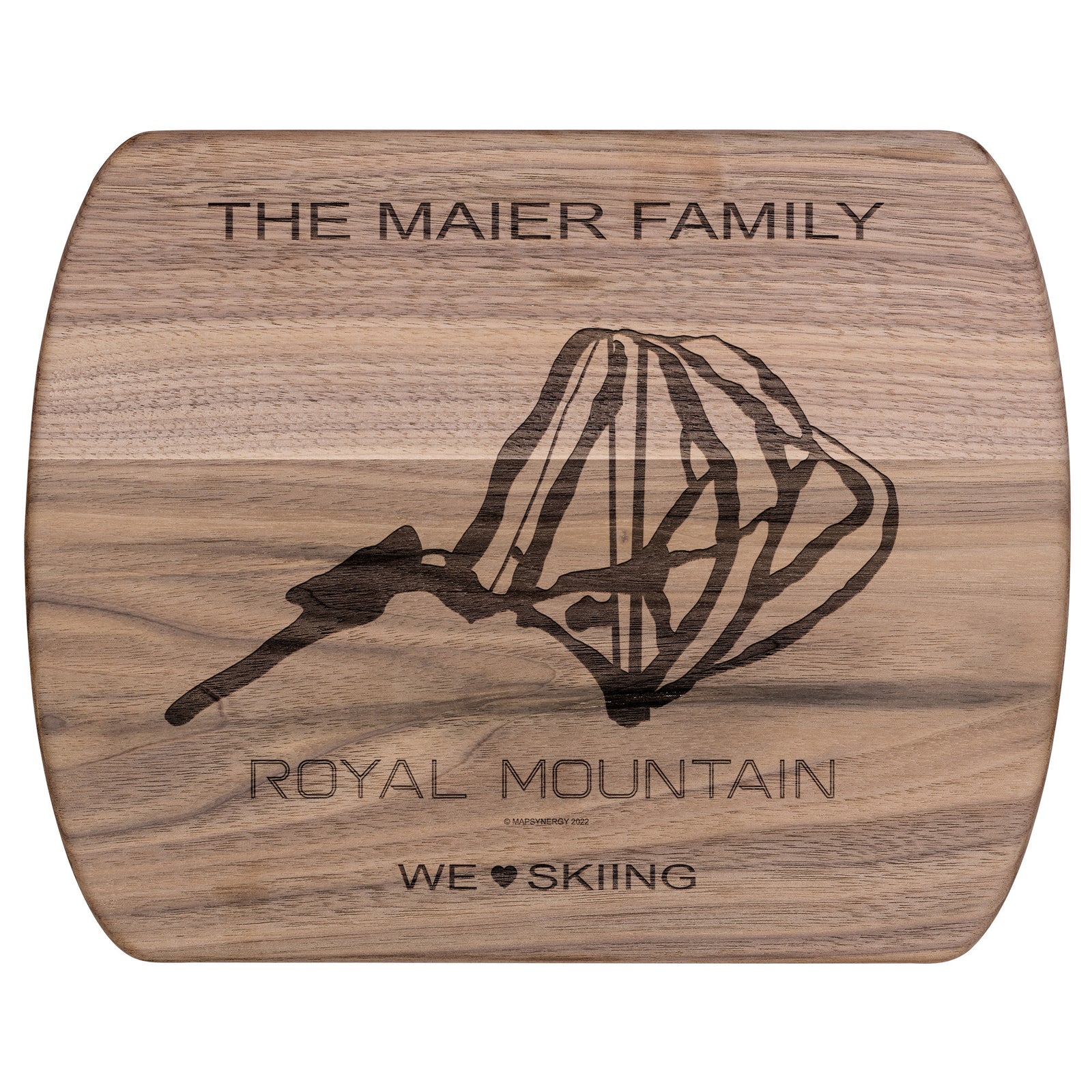PERSONALIZED ROYAL MOUNTAIN, NEW YORK SKI TRAIL MAP CUTTING BOARD