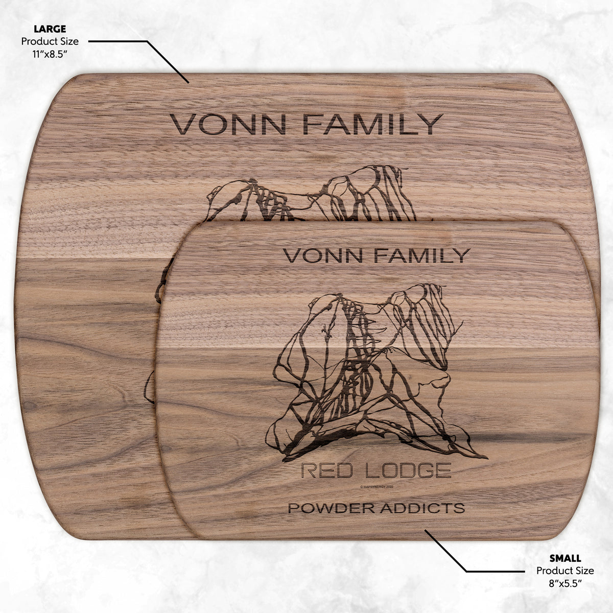 PERSONALIZED Red Lodge , Montana SKI TRAIL MAP CUTTING BOARD