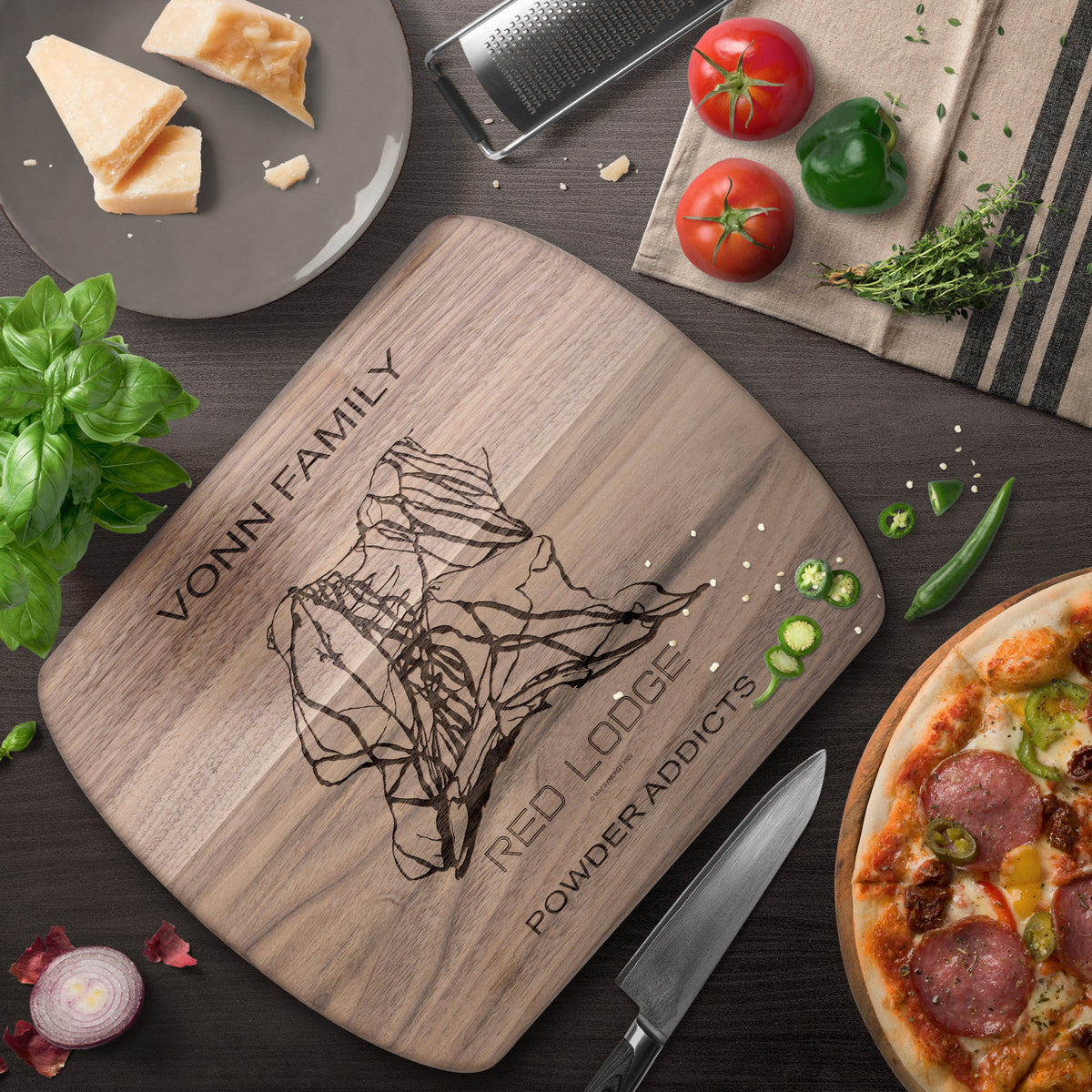 PERSONALIZED Red Lodge , Montana SKI TRAIL MAP CUTTING BOARD
