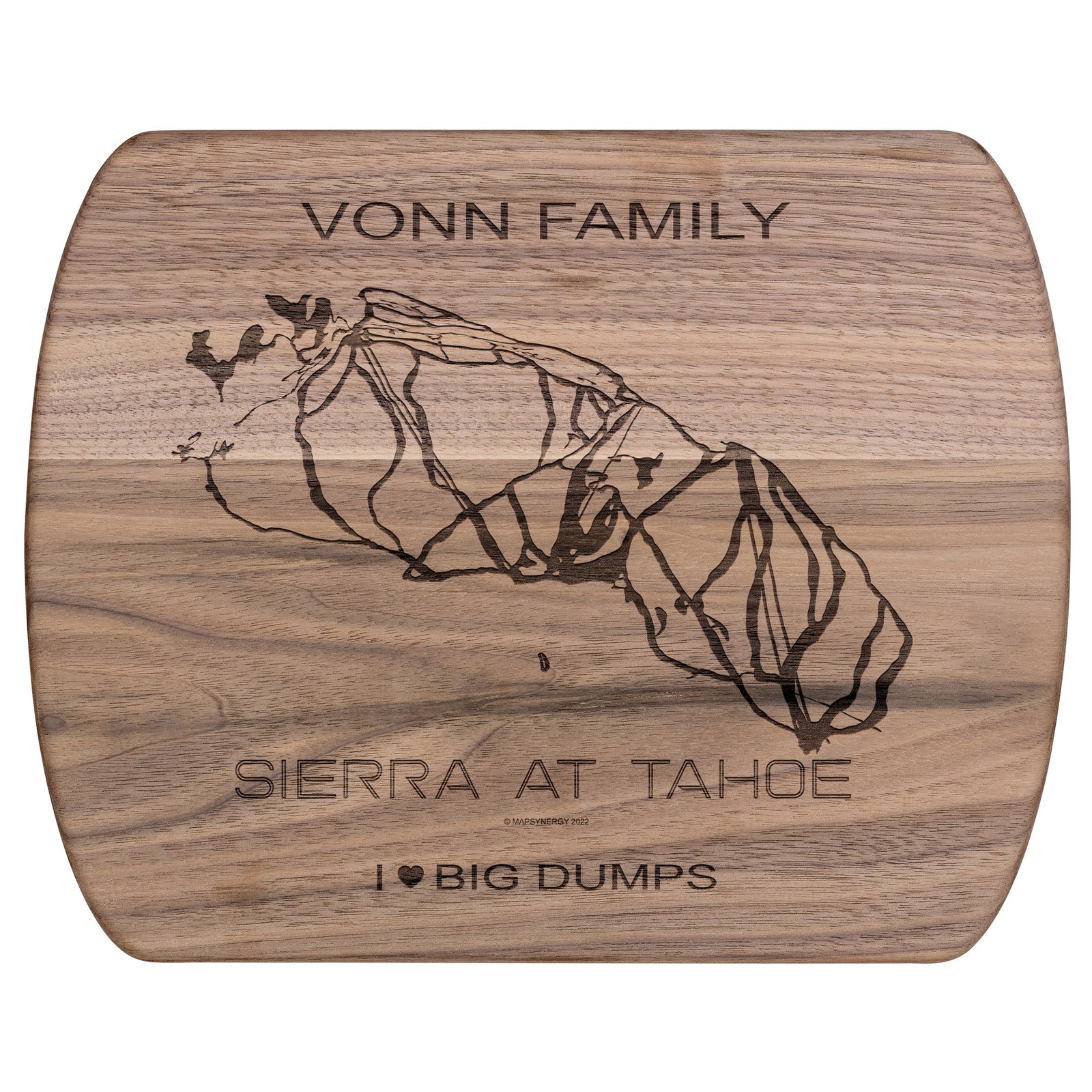 PERSONALIZED SIERRA AT TAHOE, CALIFORNIA SKI TRAIL MAP CUTTING BOARD