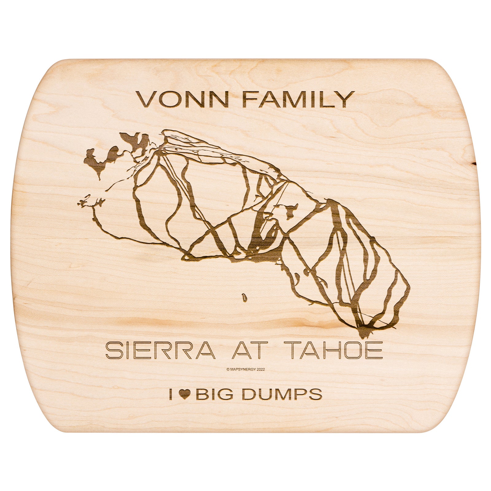 PERSONALIZED SIERRA AT TAHOE, CALIFORNIA SKI TRAIL MAP CUTTING BOARD