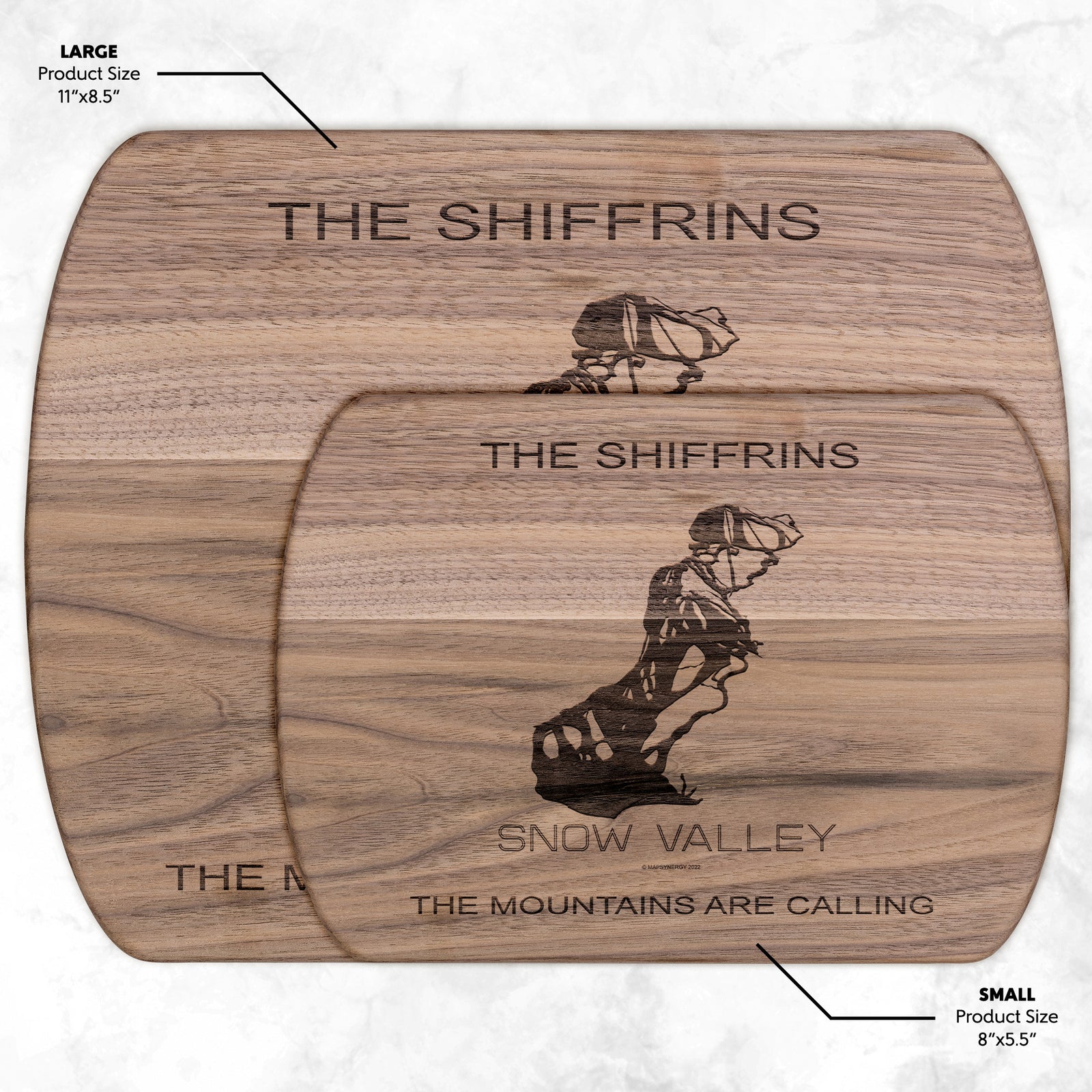 PERSONALIZED SNOW VALLEY, CALIFORNIA SKI TRAIL MAP CUTTING BOARD