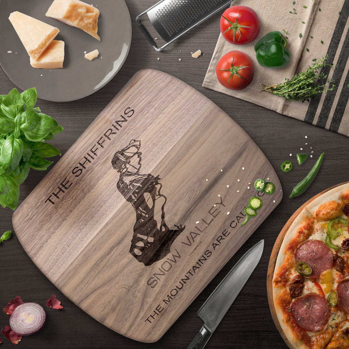 PERSONALIZED SNOW VALLEY, CALIFORNIA SKI TRAIL MAP CUTTING BOARD