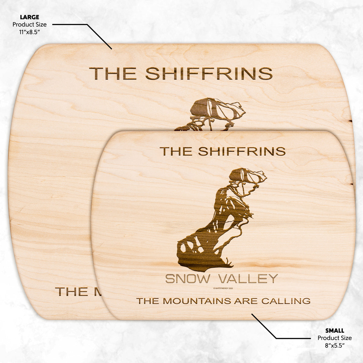 PERSONALIZED SNOW VALLEY, CALIFORNIA SKI TRAIL MAP CUTTING BOARD