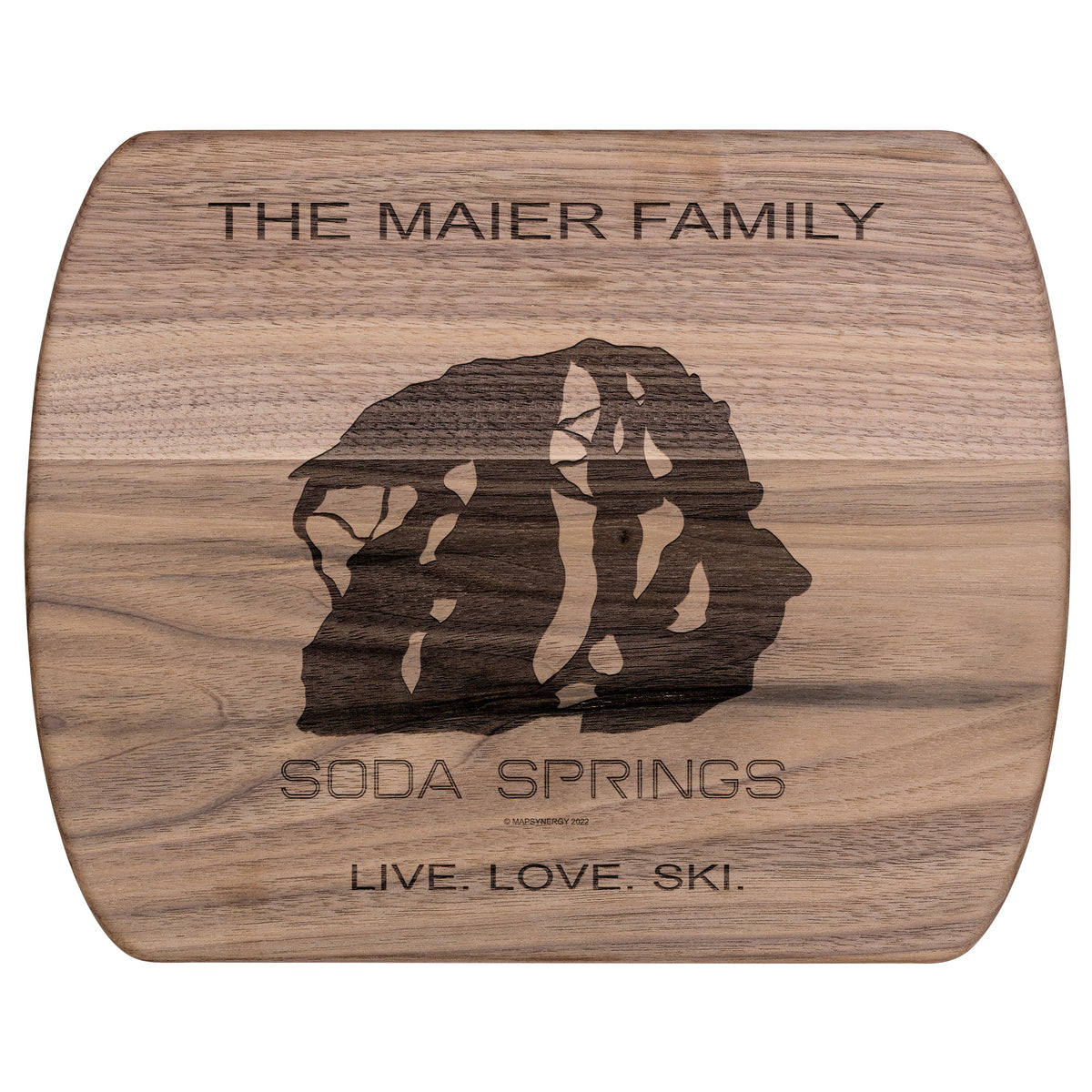 PERSONALIZED SODA SPRINGS, CALIFORNIA SKI TRAIL MAP CUTTING BOARD