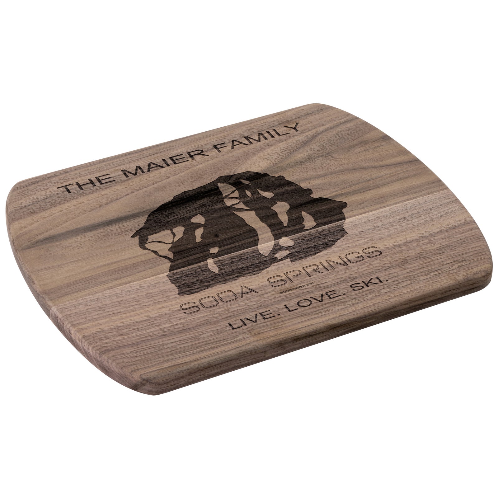 PERSONALIZED SODA SPRINGS, CALIFORNIA SKI TRAIL MAP CUTTING BOARD