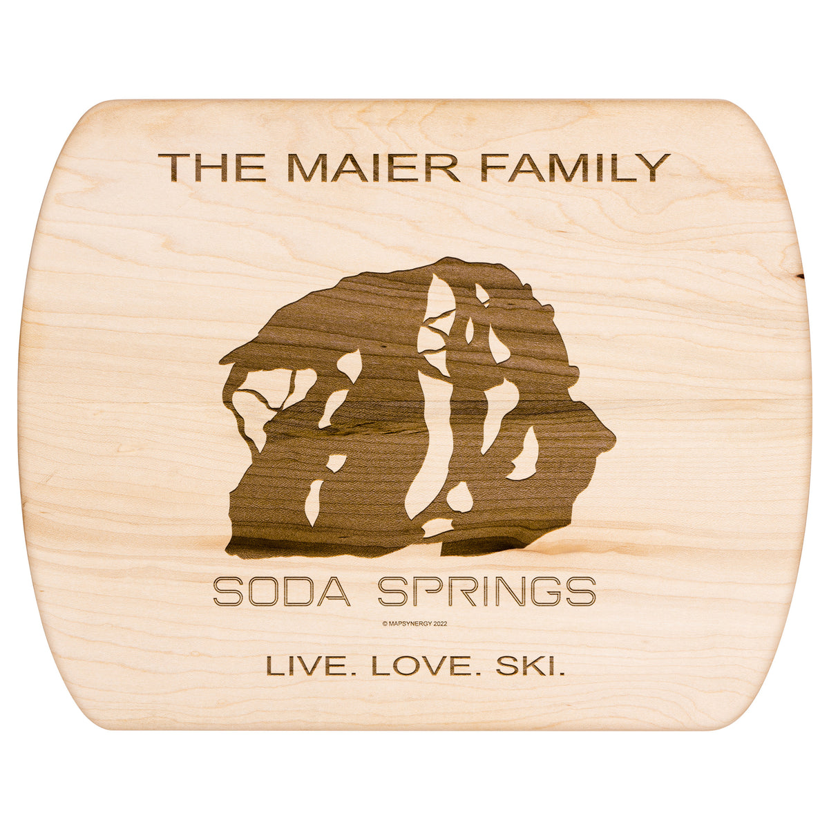 PERSONALIZED SODA SPRINGS, CALIFORNIA SKI TRAIL MAP CUTTING BOARD