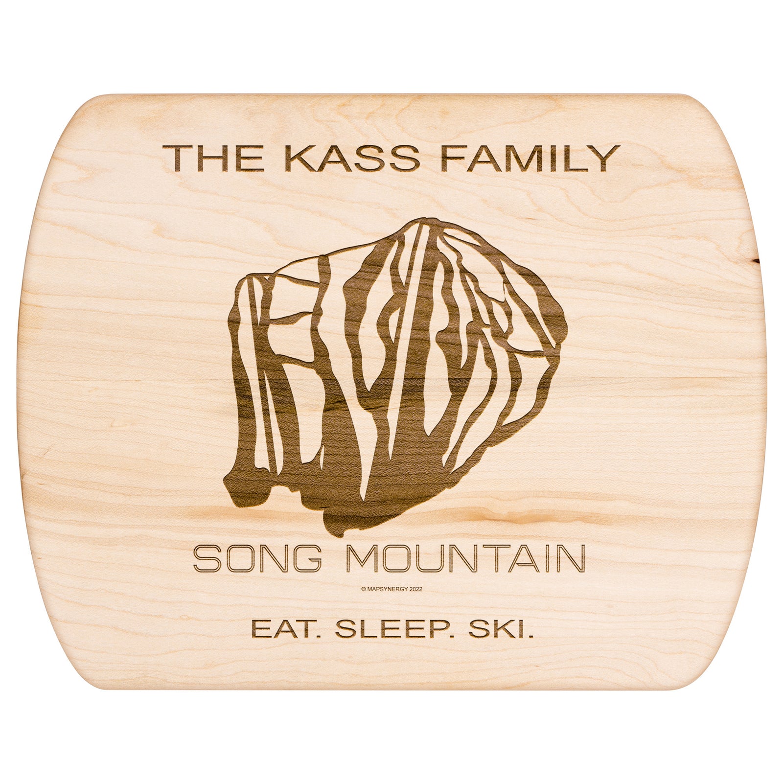 PERSONALIZED SONG MOUNTAIN, NEW YORK SKI TRAIL MAP CUTTING BOARD