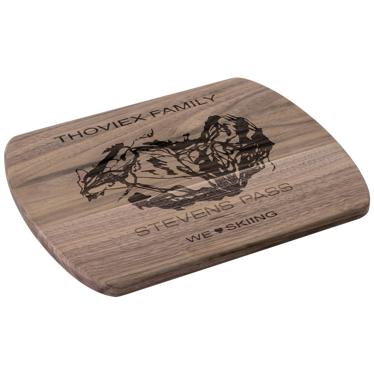 PERSONALIZED STEVENS PASS, WASHINGTON SKI TRAIL MAP CUTTING BOARD