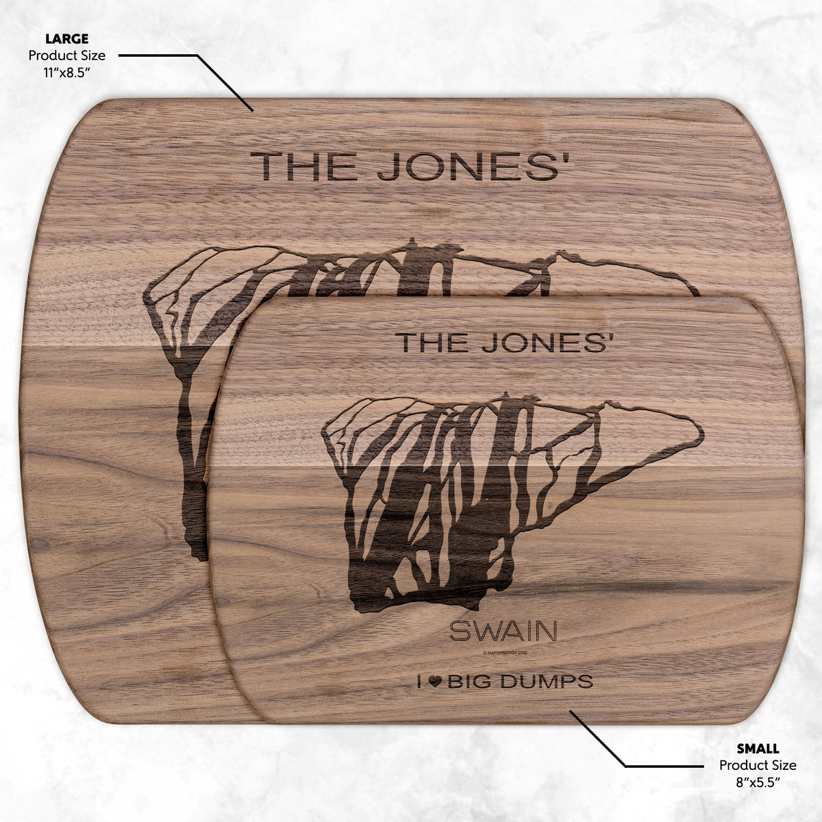 PERSONALIZED SWAIN, NEW YORK SKI TRAIL MAP CUTTING BOARD