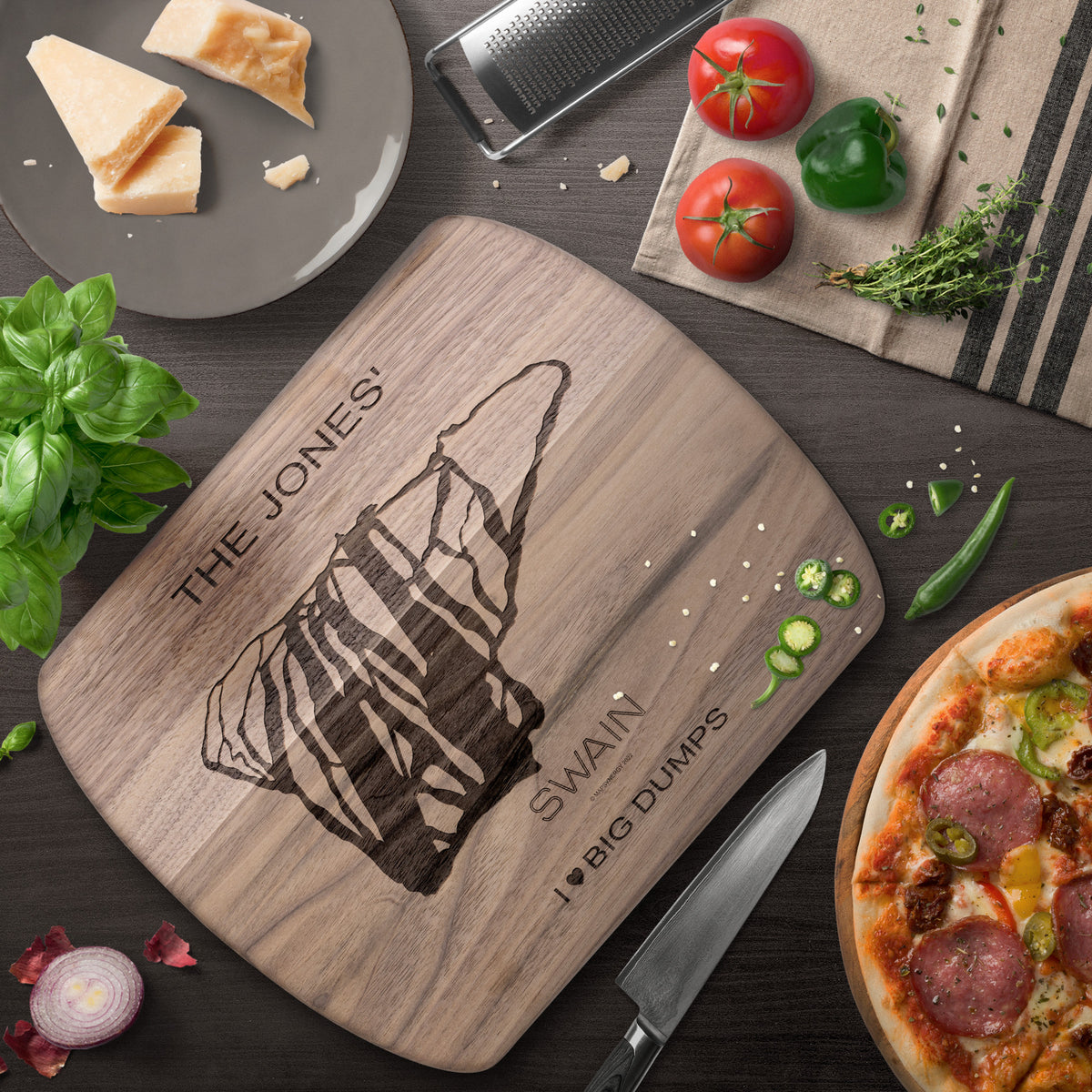 PERSONALIZED SWAIN, NEW YORK SKI TRAIL MAP CUTTING BOARD