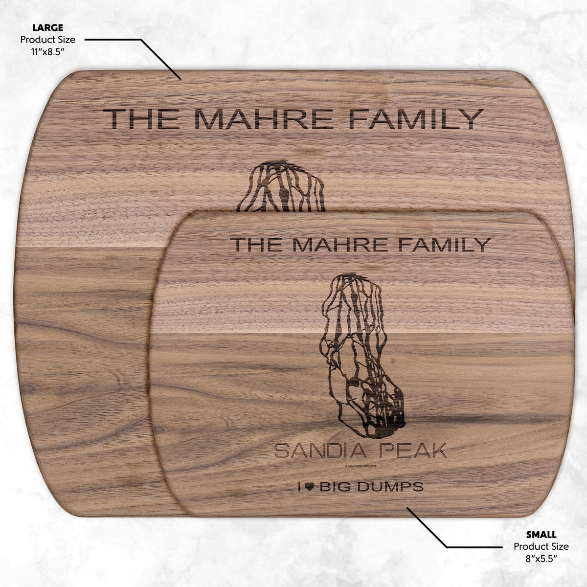 PERSONALIZED Sandia Peak , New Mexico SKI TRAIL MAP CUTTING BOARD