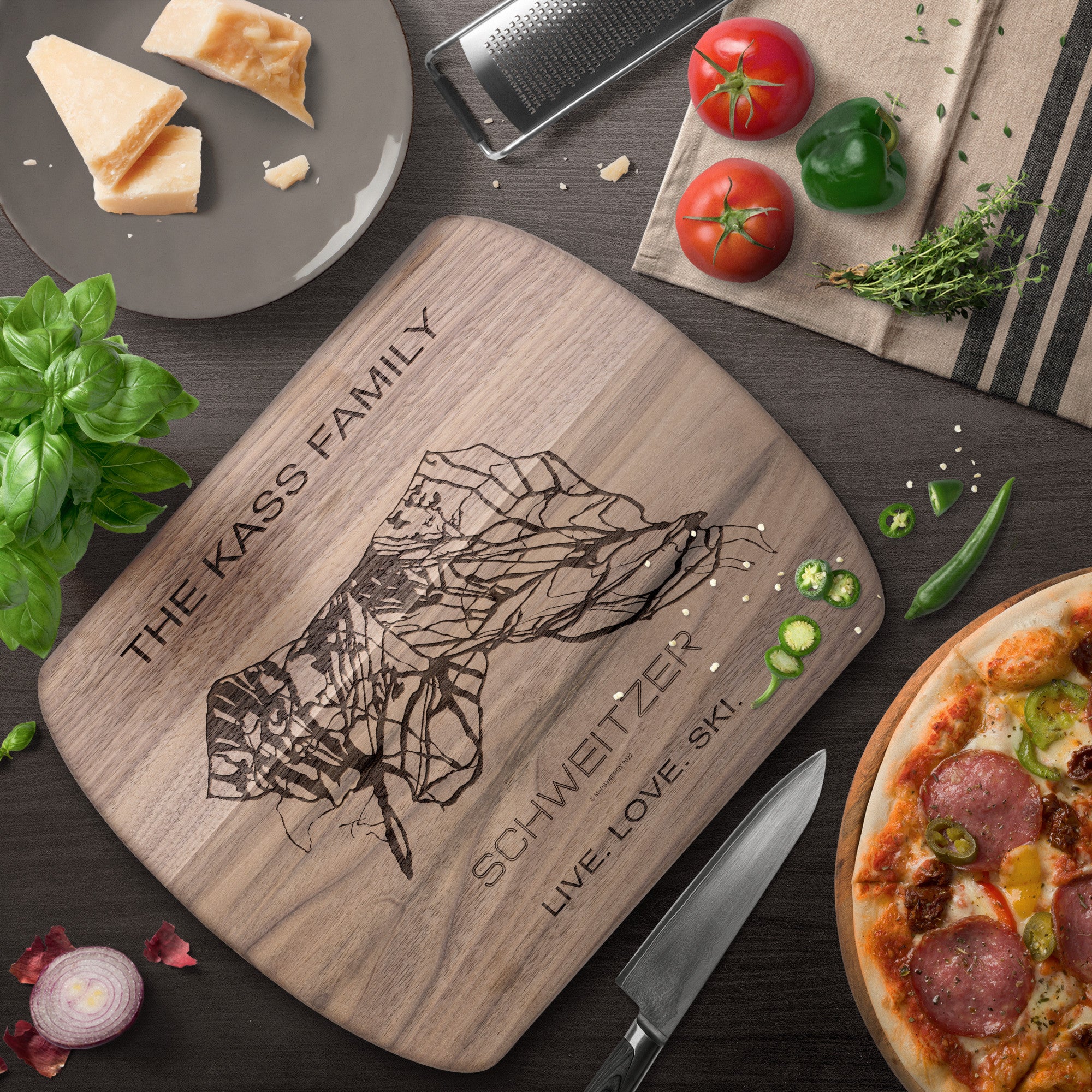 PERSONALIZED Schweitzer, Idaho SKI TRAIL MAP CUTTING BOARD