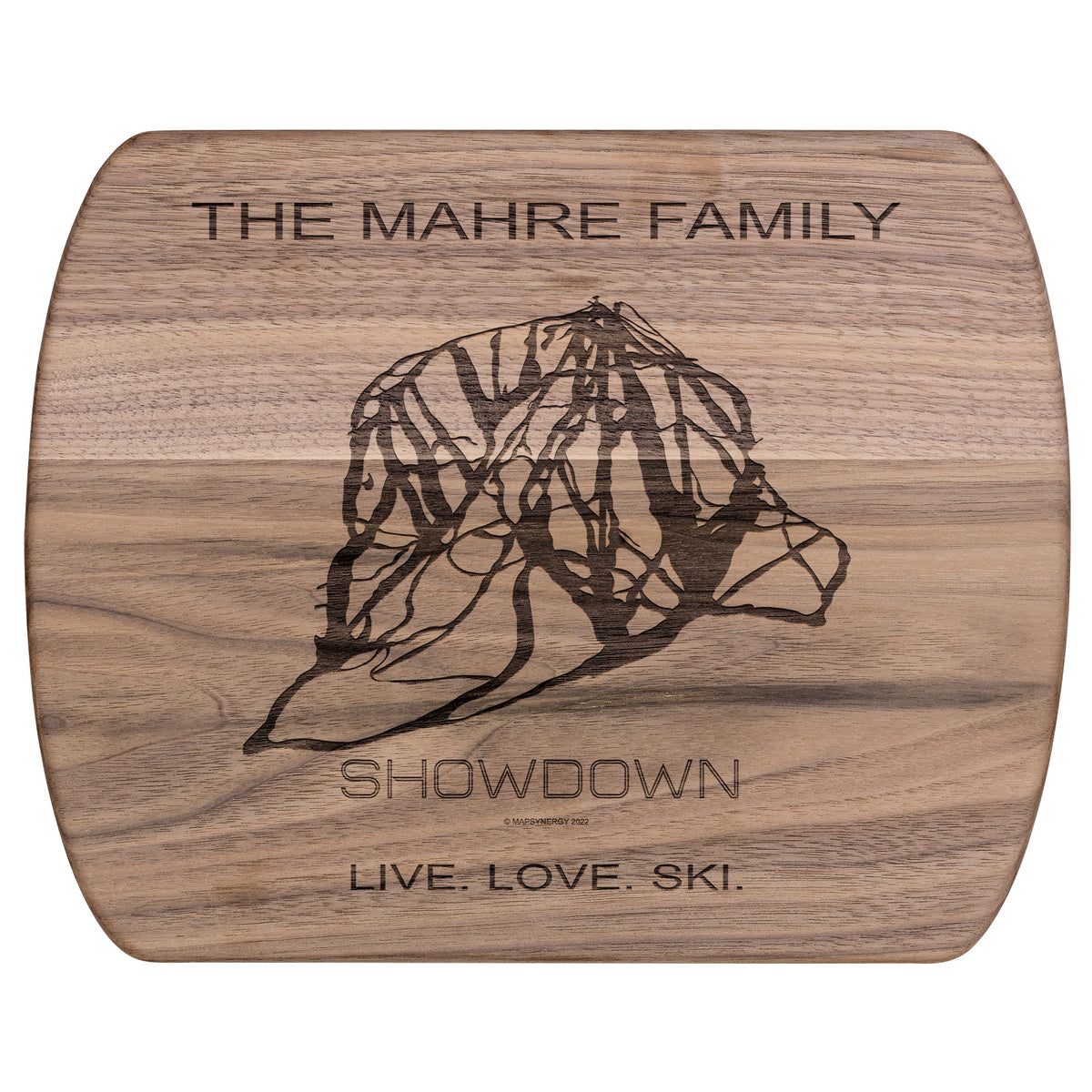 PERSONALIZED Show down , Montana SKI TRAIL MAP CUTTING BOARD