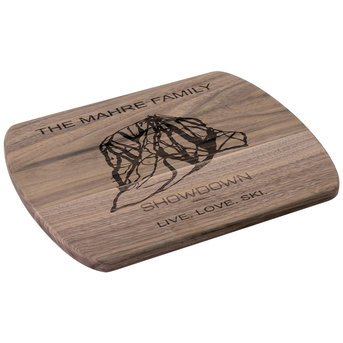 PERSONALIZED Show down , Montana SKI TRAIL MAP CUTTING BOARD