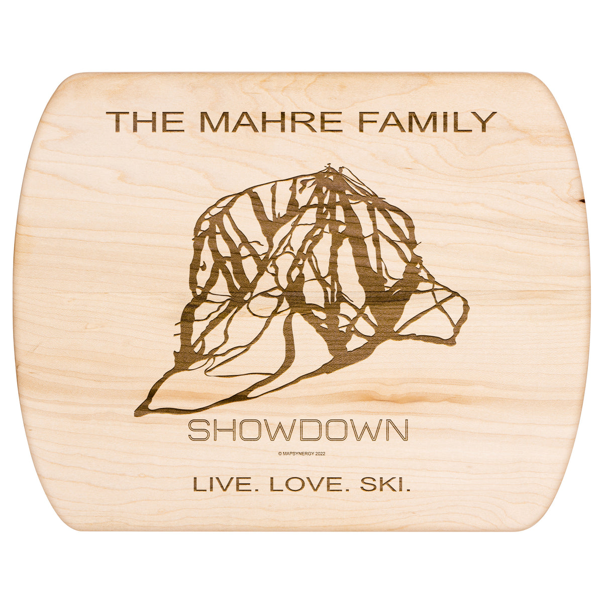 PERSONALIZED Show down , Montana SKI TRAIL MAP CUTTING BOARD