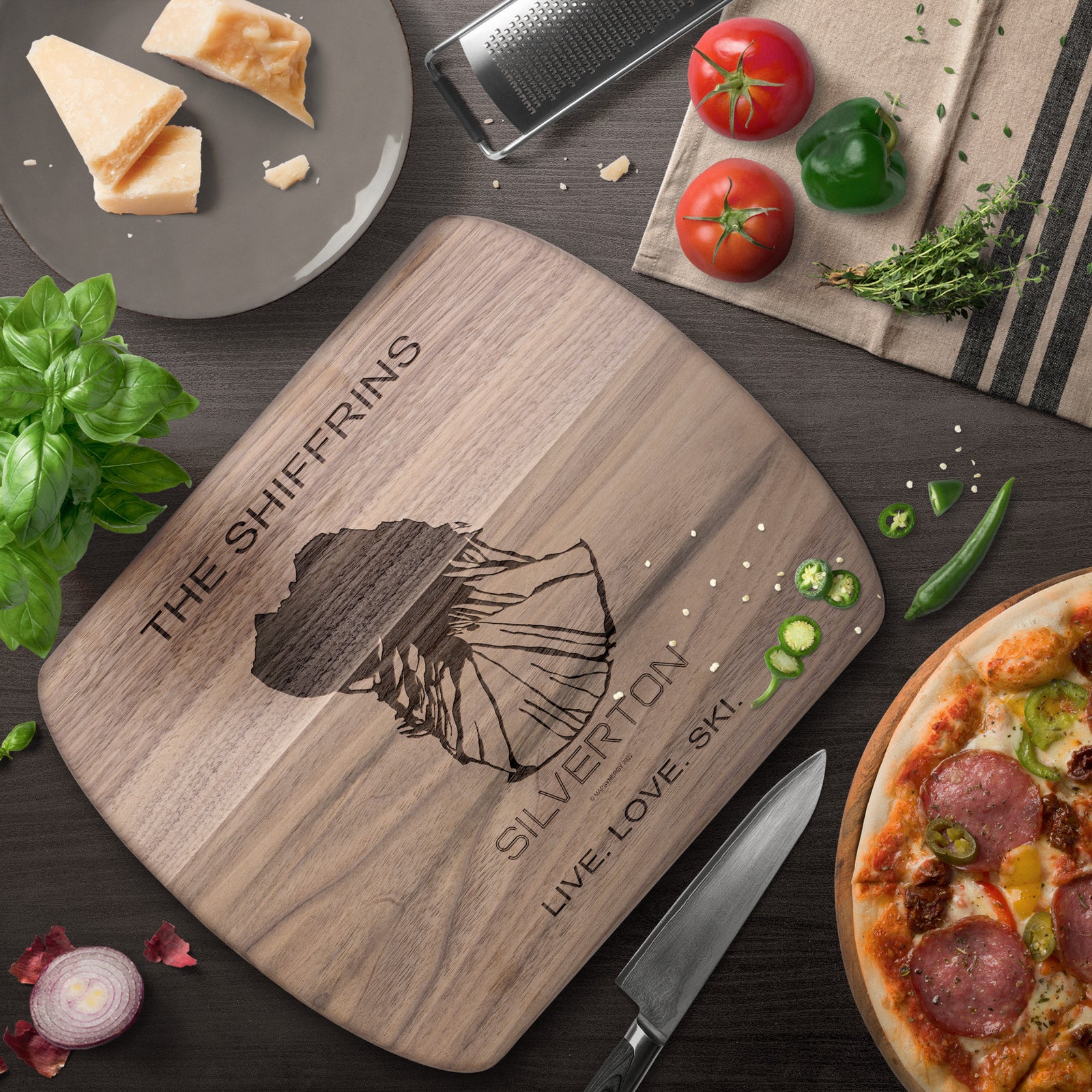 PERSONALIZED Silverton ,Colorado SKI TRAIL MAP CUTTING BOARD