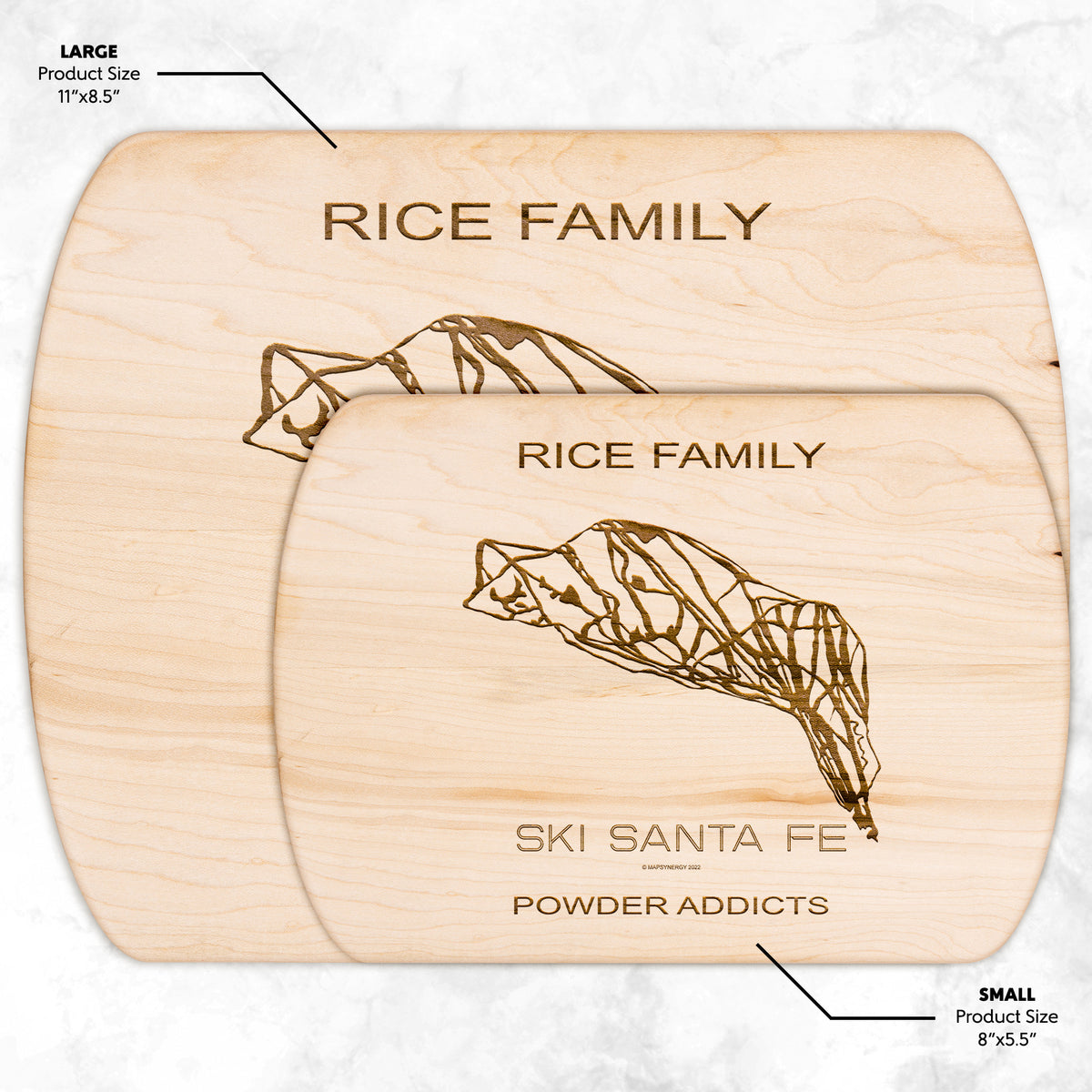 PERSONALIZED Ski Santa Fe , New Mexico SKI TRAIL MAP CUTTING BOARD