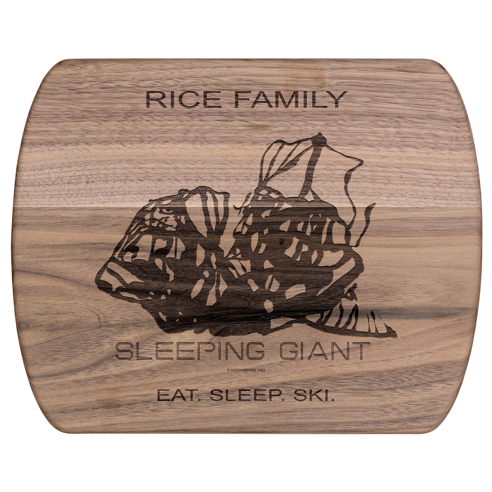 PERSONALIZED Sleeping Giant , Wyoming SKI TRAIL MAP CUTTING BOARD