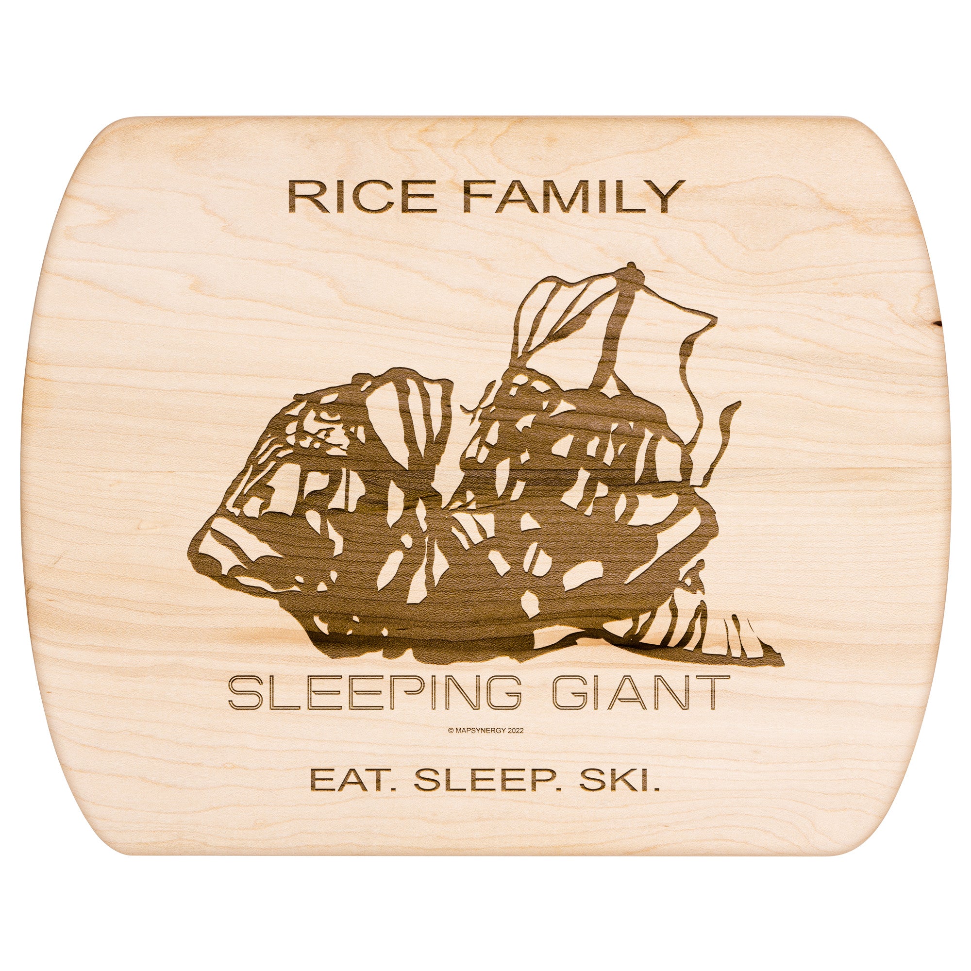 PERSONALIZED Sleeping Giant , Wyoming SKI TRAIL MAP CUTTING BOARD