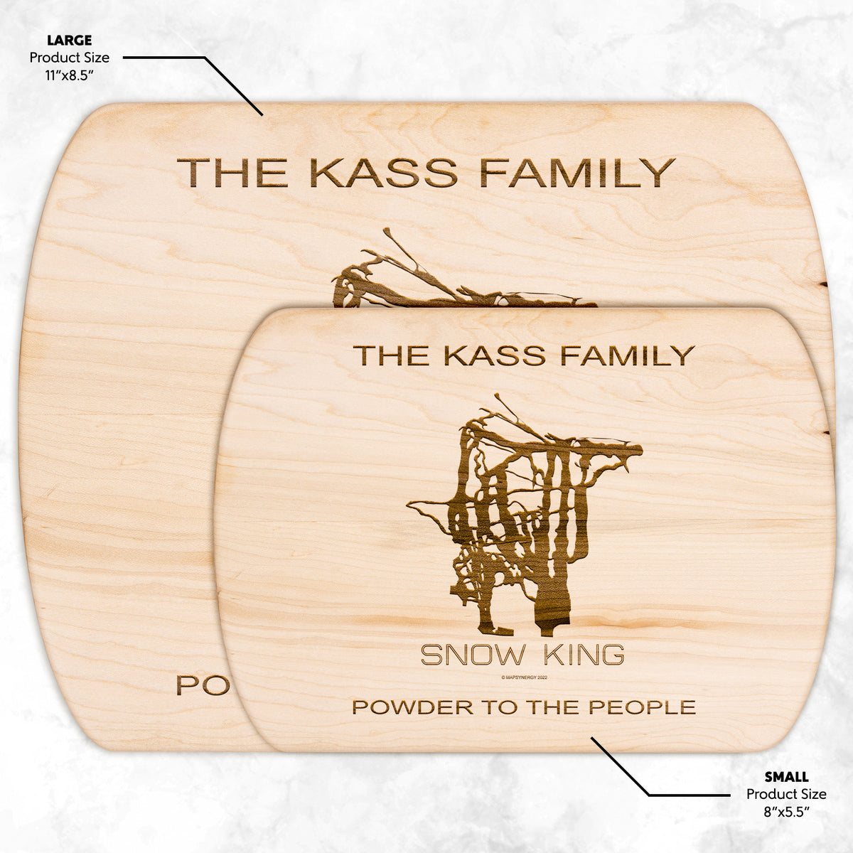 PERSONALIZED Snow King , Wyoming SKI TRAIL MAP CUTTING BOARD
