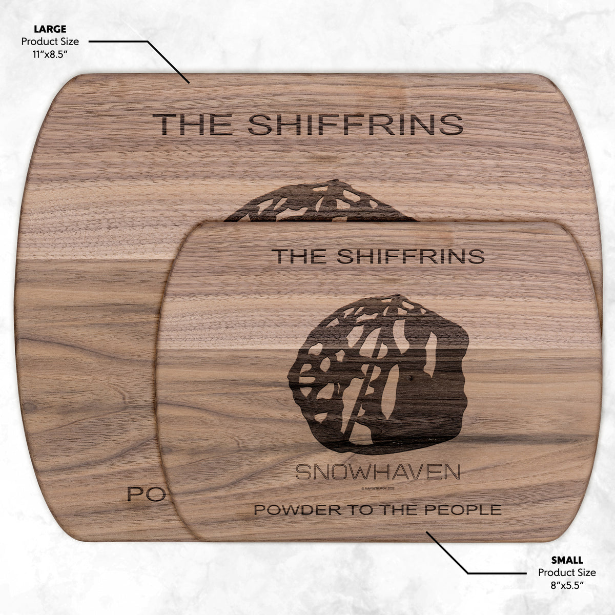 PERSONALIZED Snow haven, Idaho SKI TRAIL MAP CUTTING BOARD