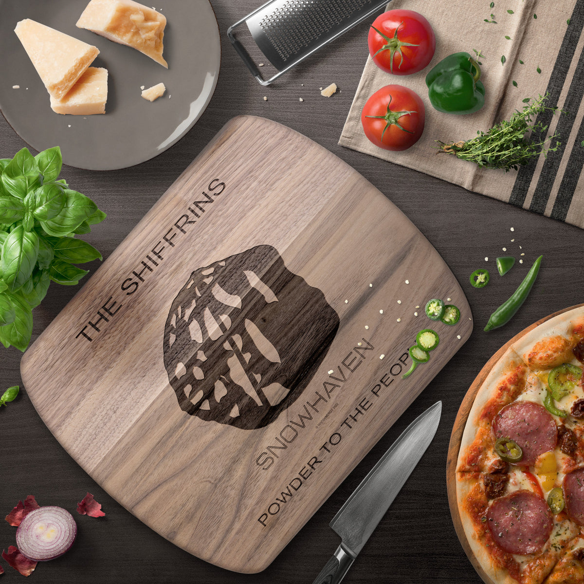 PERSONALIZED Snow haven, Idaho SKI TRAIL MAP CUTTING BOARD