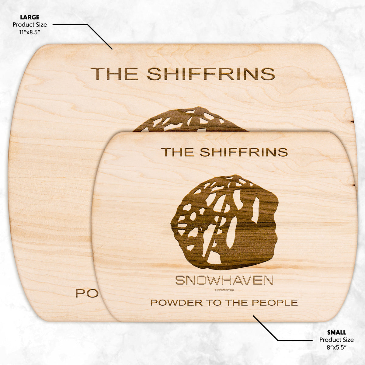 PERSONALIZED Snow haven, Idaho SKI TRAIL MAP CUTTING BOARD