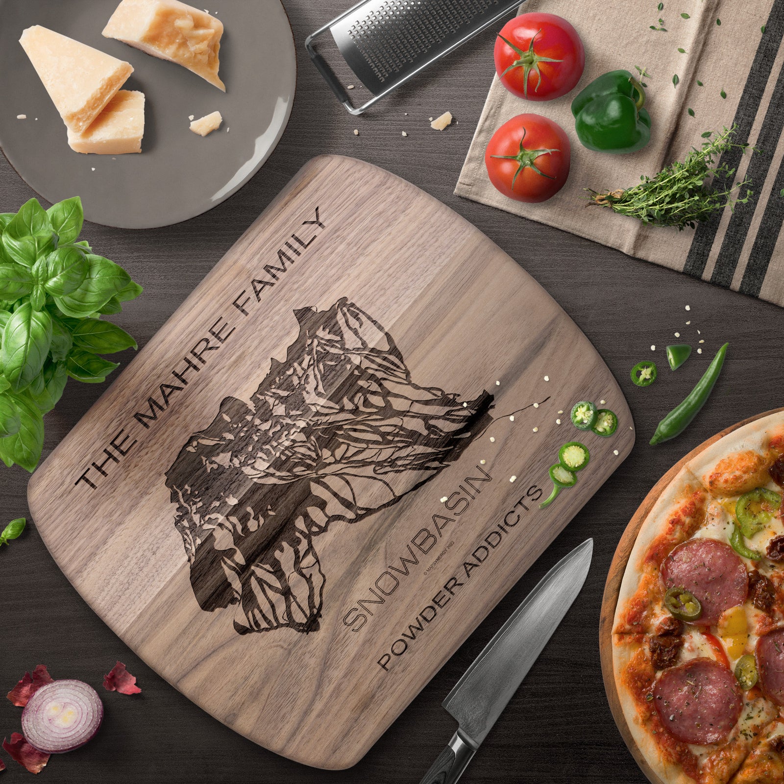PERSONALIZED Snowbasin ,Utah SKI TRAIL MAP CUTTING BOARD