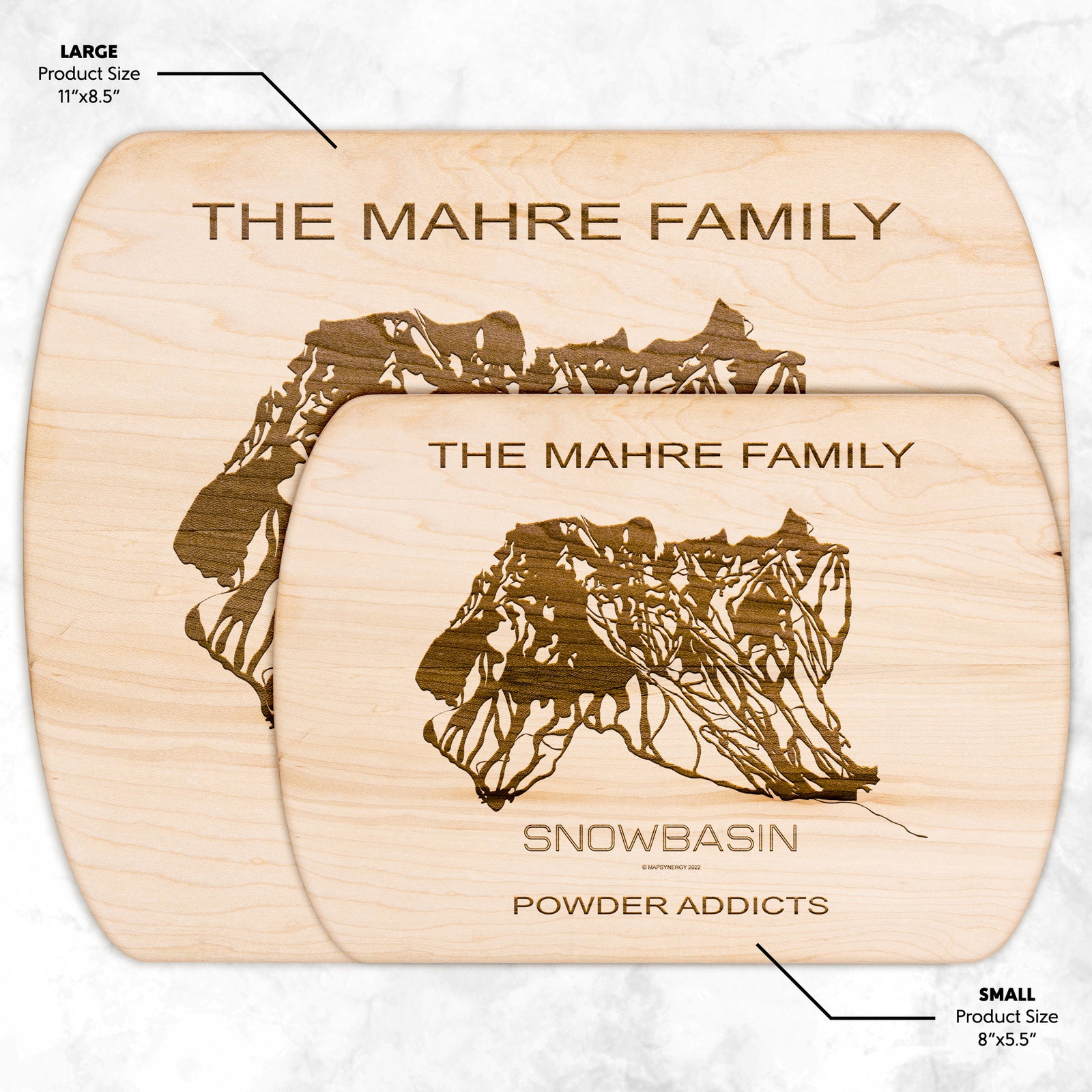 PERSONALIZED Snowbasin ,Utah SKI TRAIL MAP CUTTING BOARD
