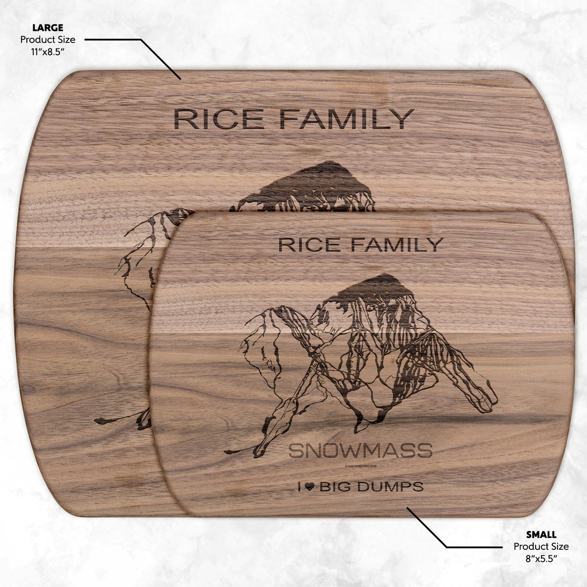 PERSONALIZED Snowmass ,Colorado SKI TRAIL MAP CUTTING BOARD