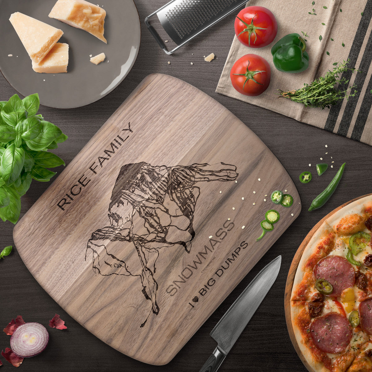PERSONALIZED Snowmass ,Colorado SKI TRAIL MAP CUTTING BOARD