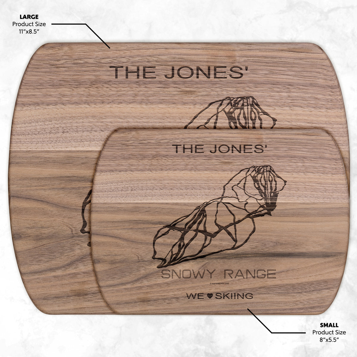 PERSONALIZED Snowy Range , Wyoming SKI TRAIL MAP CUTTING BOARD