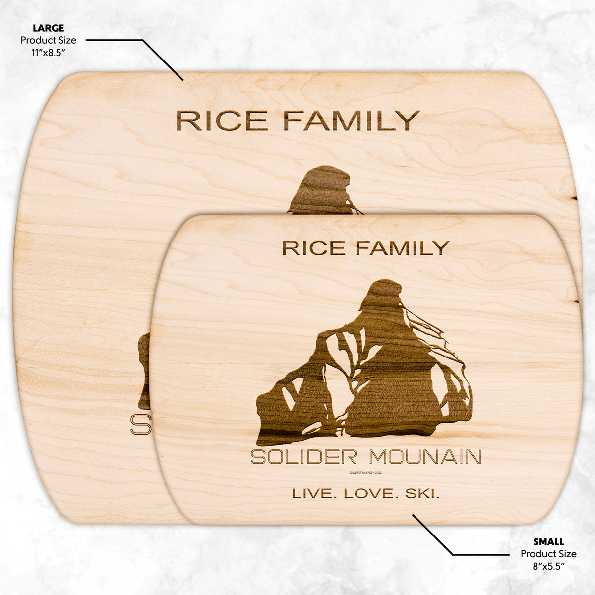 PERSONALIZED Soldier Mountain, Idaho SKI TRAIL MAP CUTTING BOARD