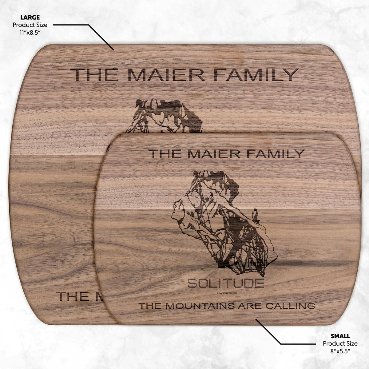 PERSONALIZED Solitude ,Utah SKI TRAIL MAP CUTTING BOARD - Powderaddicts
