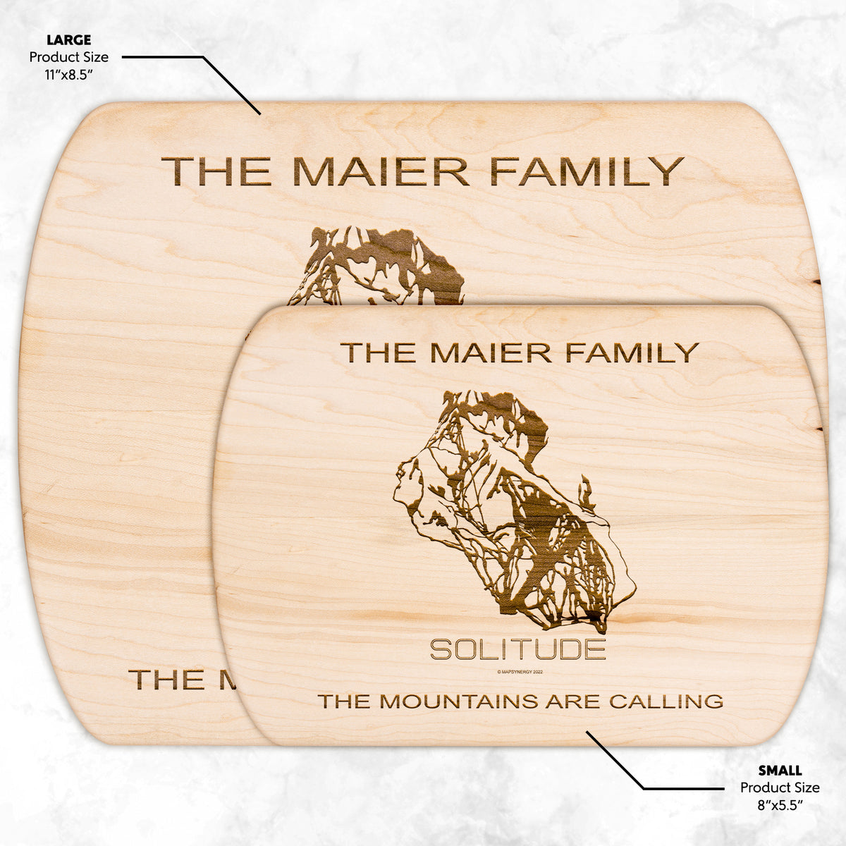 PERSONALIZED Solitude ,Utah SKI TRAIL MAP CUTTING BOARD - Powderaddicts