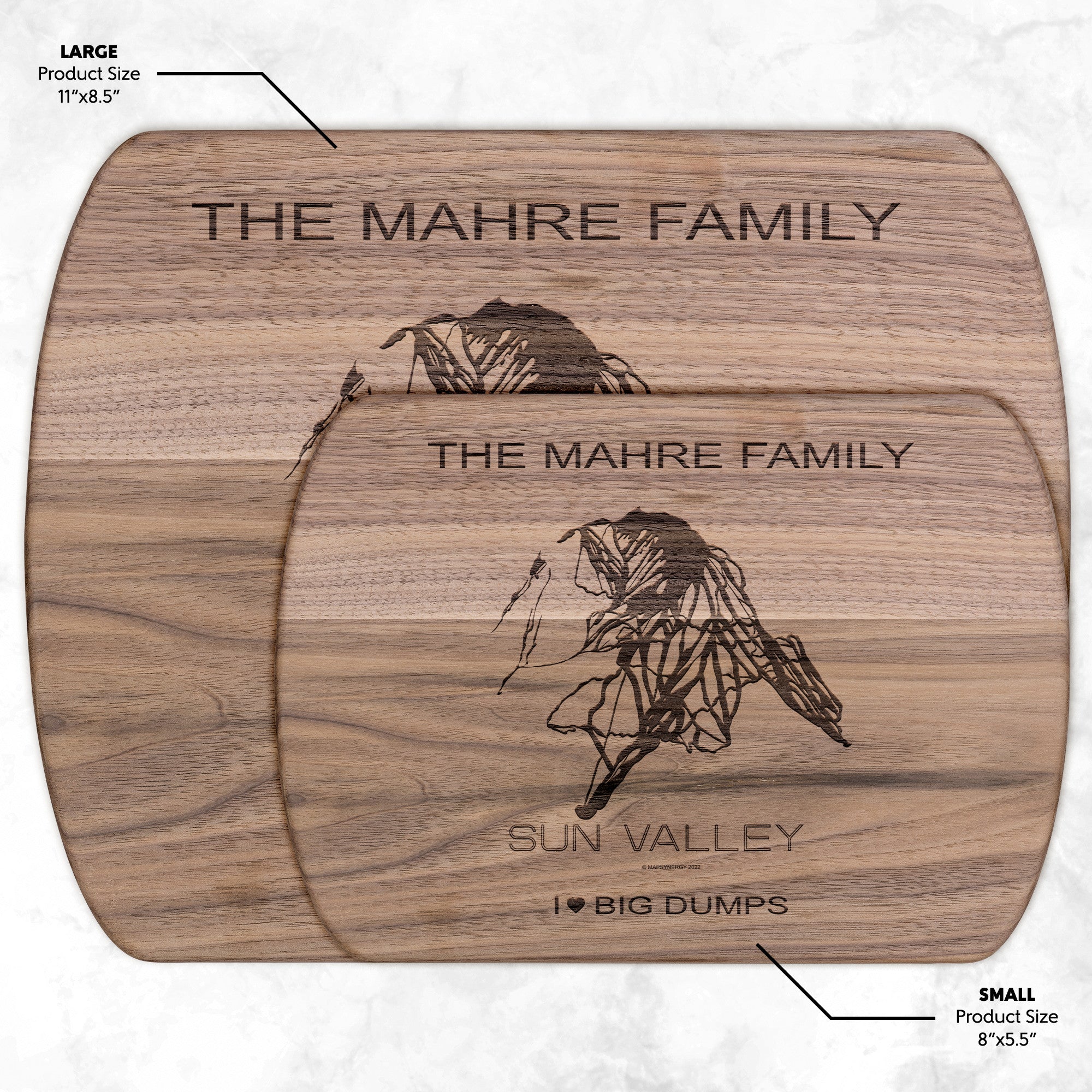 PERSONALIZED Sun Valley, Idaho SKI TRAIL MAP CUTTING BOARD